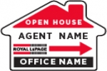 image for Open House Directional House-shape Sign Double sided - HOH 18” HEIGHT X 23.5” WIDE ON 4 MM COROPLAST . RECOMMENDED TO USE WITH STEP STAKES (SS) (NOT INCLUDED)